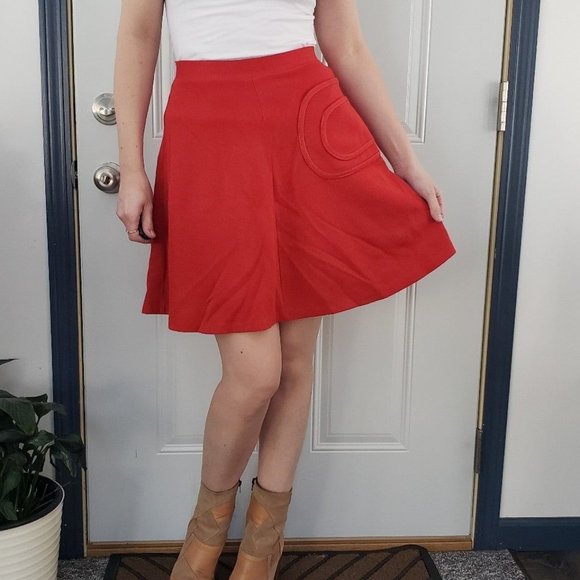 70s Orange Mini Skirt with Pocket - Picture 1 of 3